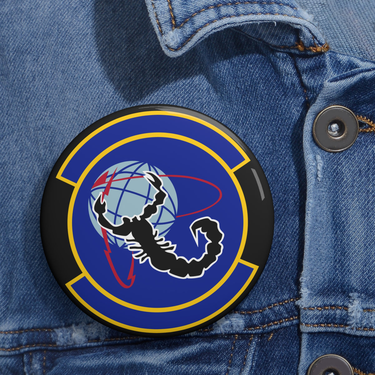 Custom Pin Button - USAF - 4th Space Warning Sq wo txt X 300