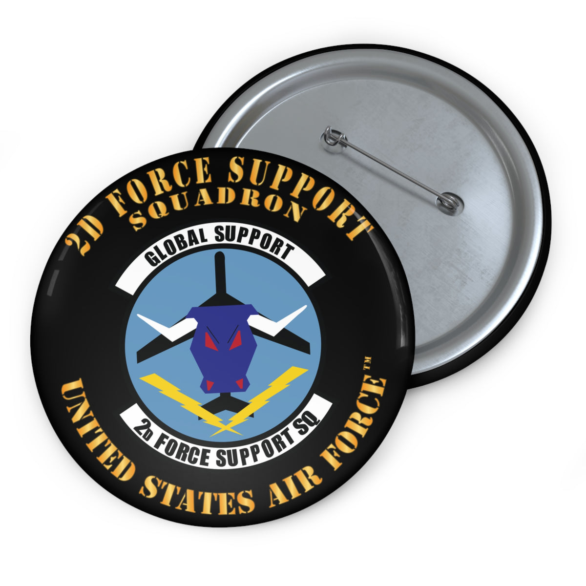 Custom Pin Button - USAF - 2d Force Support Squadron