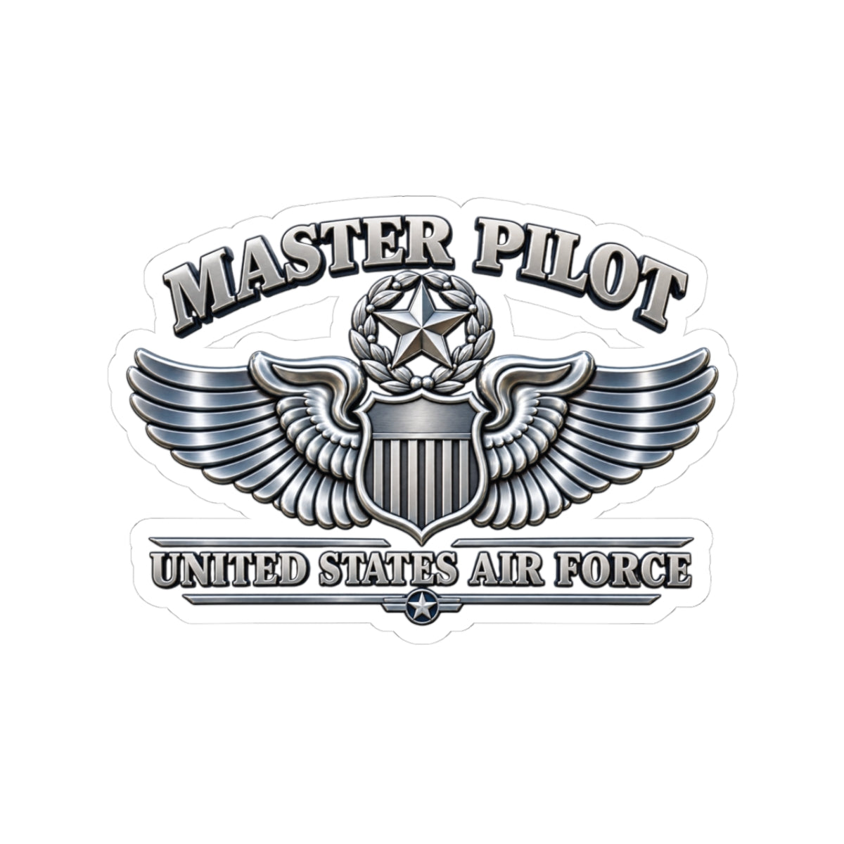 Kiss-Cut Stickers - USAF - Master Pilot Badge - United States Air Force - 3D - Enhanced