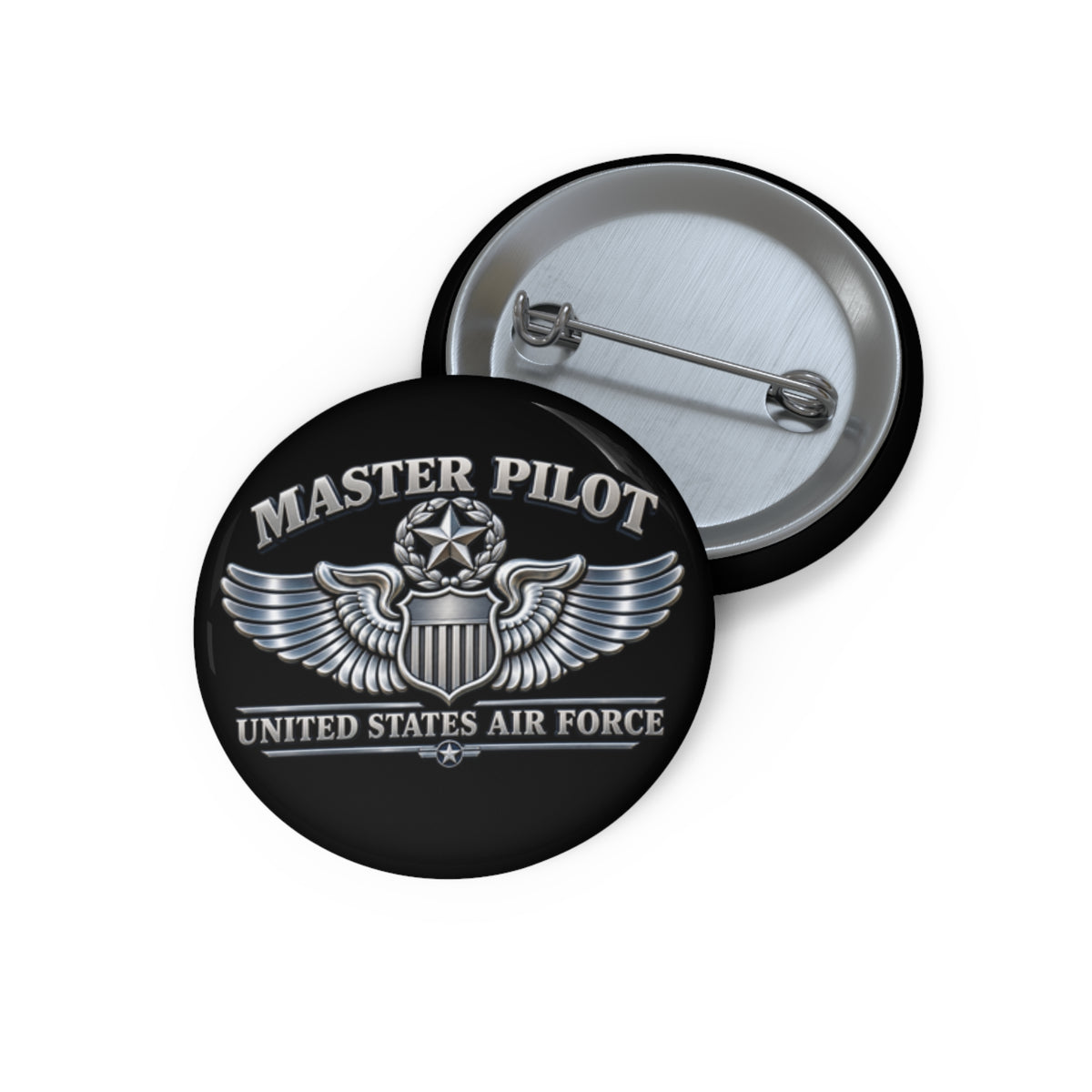 Custom Pin Button - USAF - Master Pilot Badge - United States Air Force - 3D - Enhanced