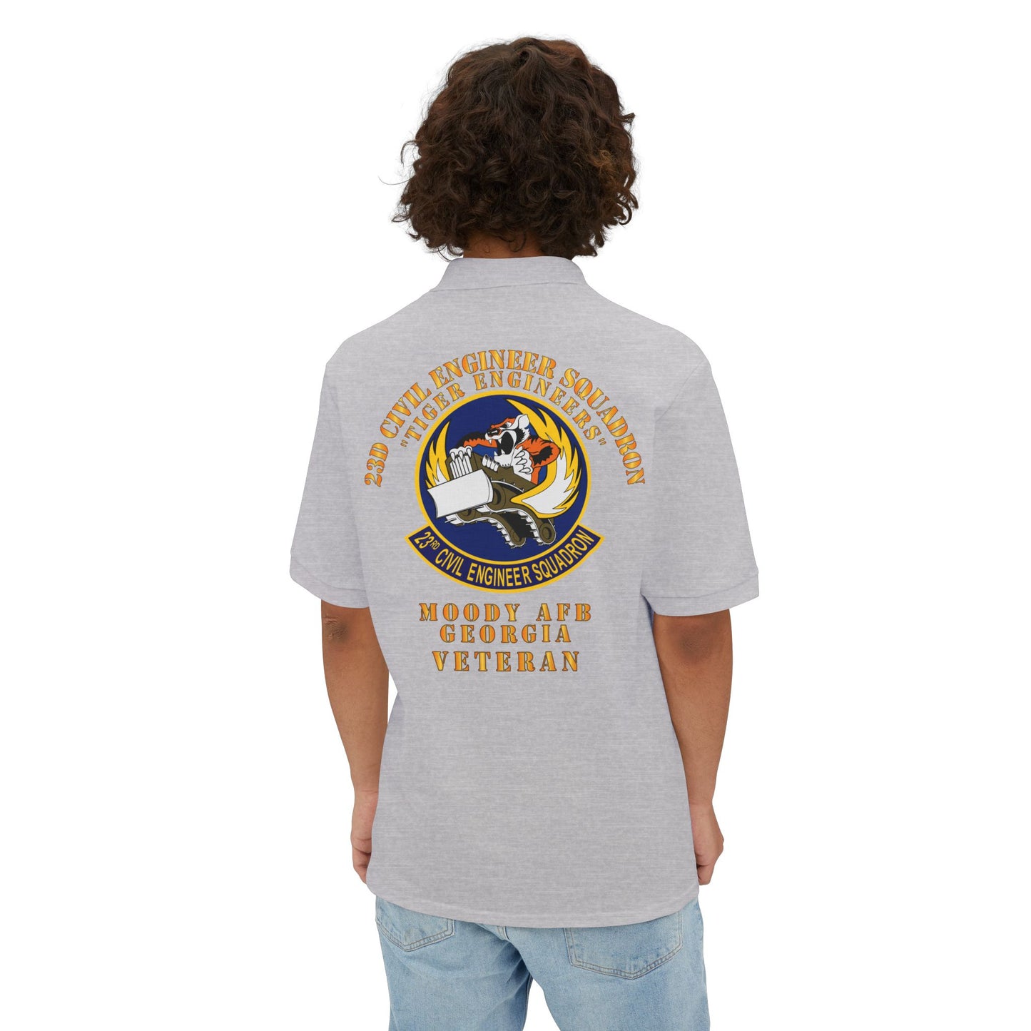 Men's Piqué Polo - USAF - 23d Civil Engineer Squadron - Tiger Engineers - Moody AFB, GA