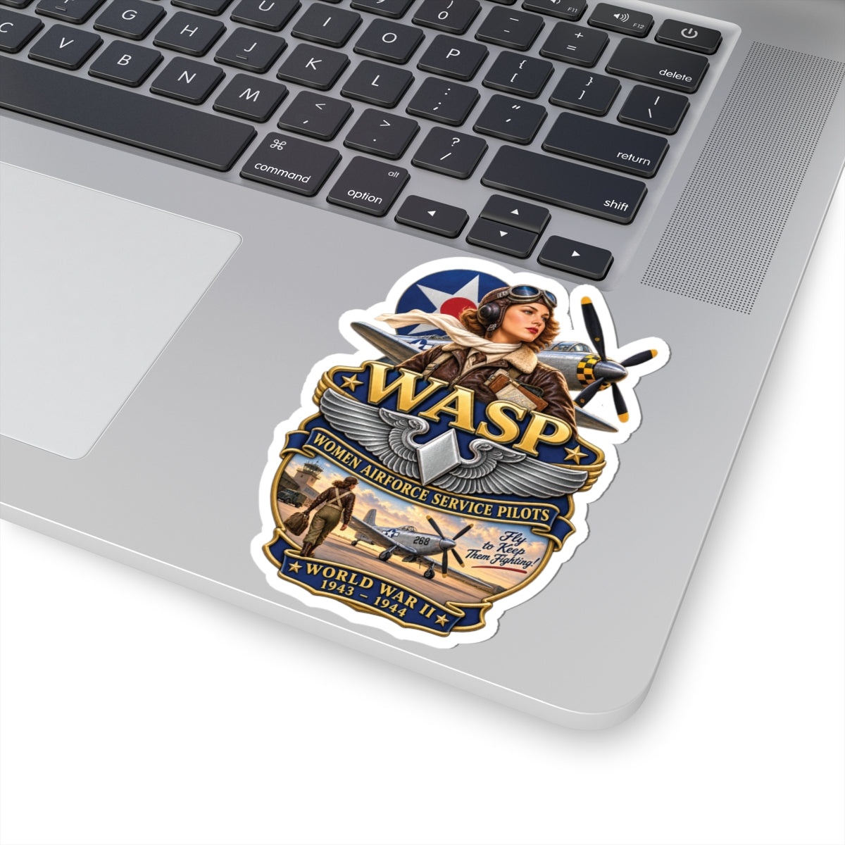 Kiss-Cut Stickers - WASP - Women Airforce Service Pilot - WWII - 3D - Enhanced
