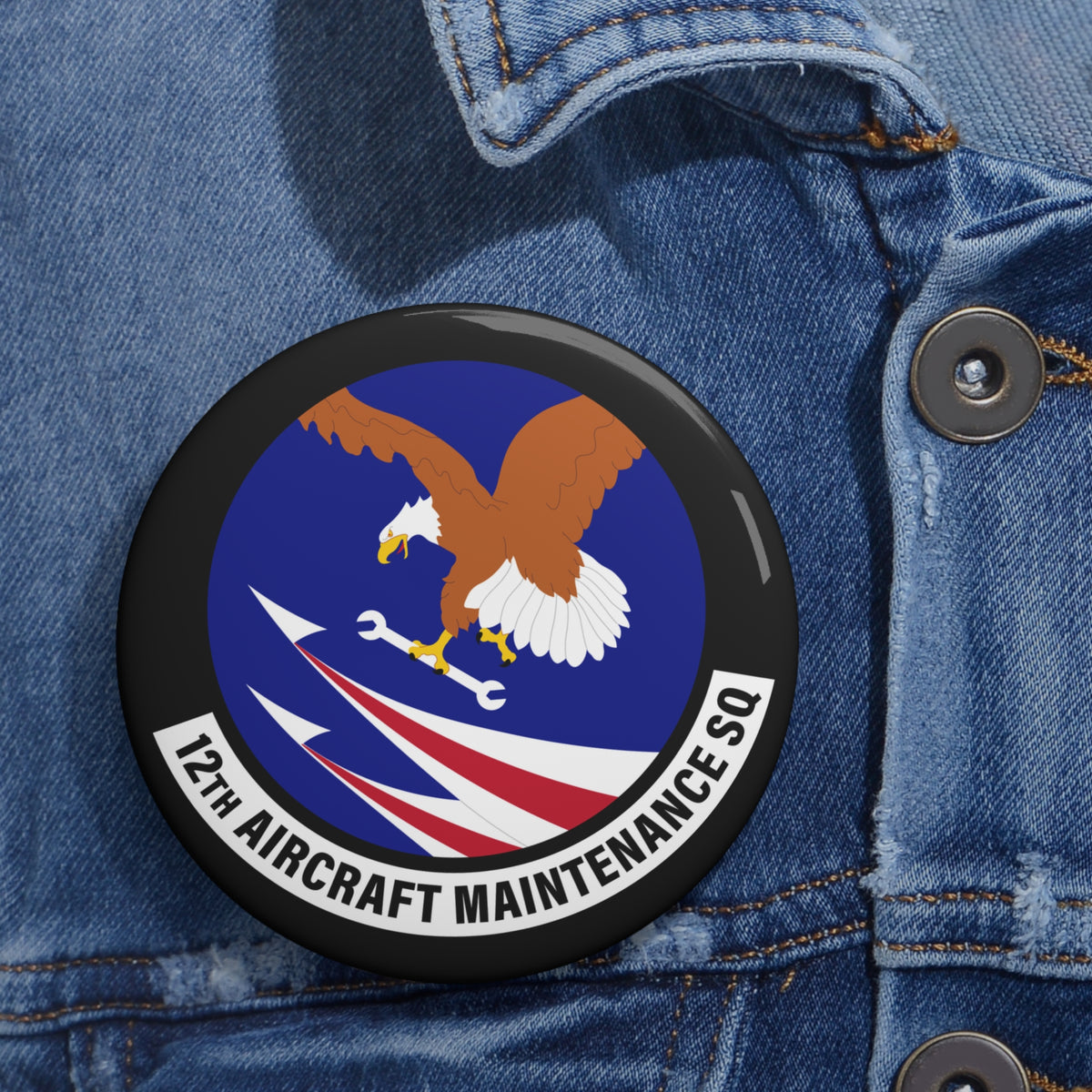 Custom Pin Button - USAF - 12th Aircraft Maintenance Squadron wo txt