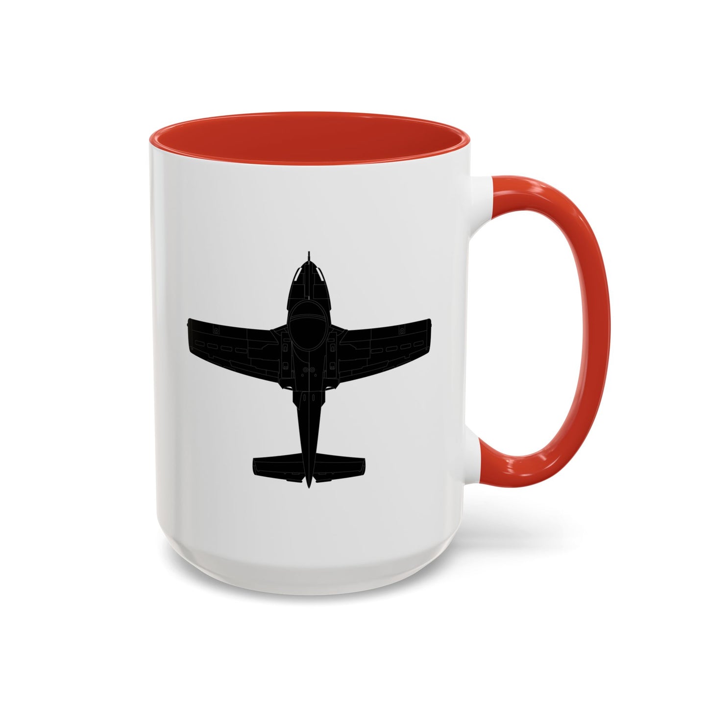 Accent Coffee Mug (11oz & 15oz) - Aircraft - T-37-Trainer - Top - Black - Metal X 300
