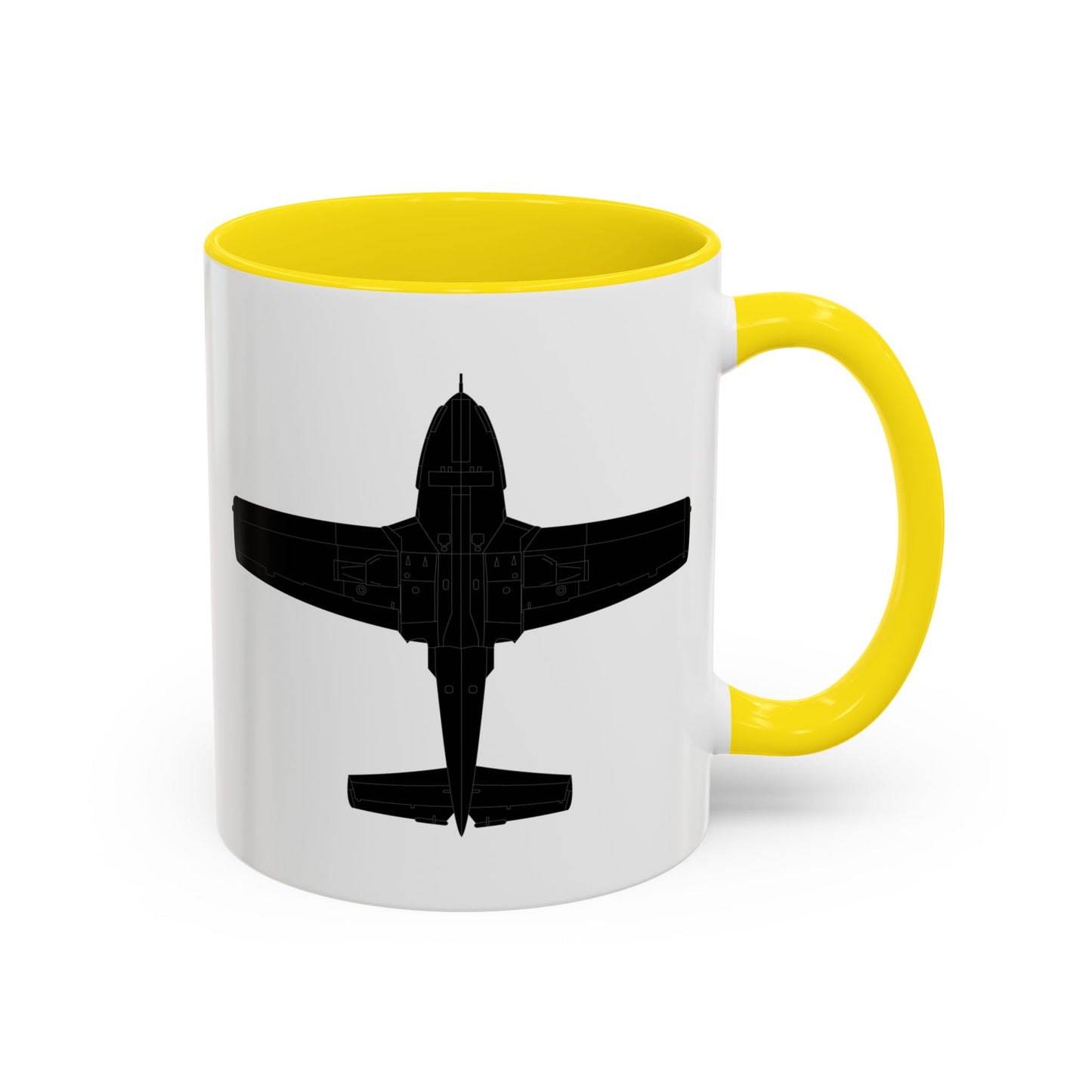 Accent Coffee Mug (11oz & 15oz) - Aircraft - T-37-Trainer - Bottom - Black - Metal X 300