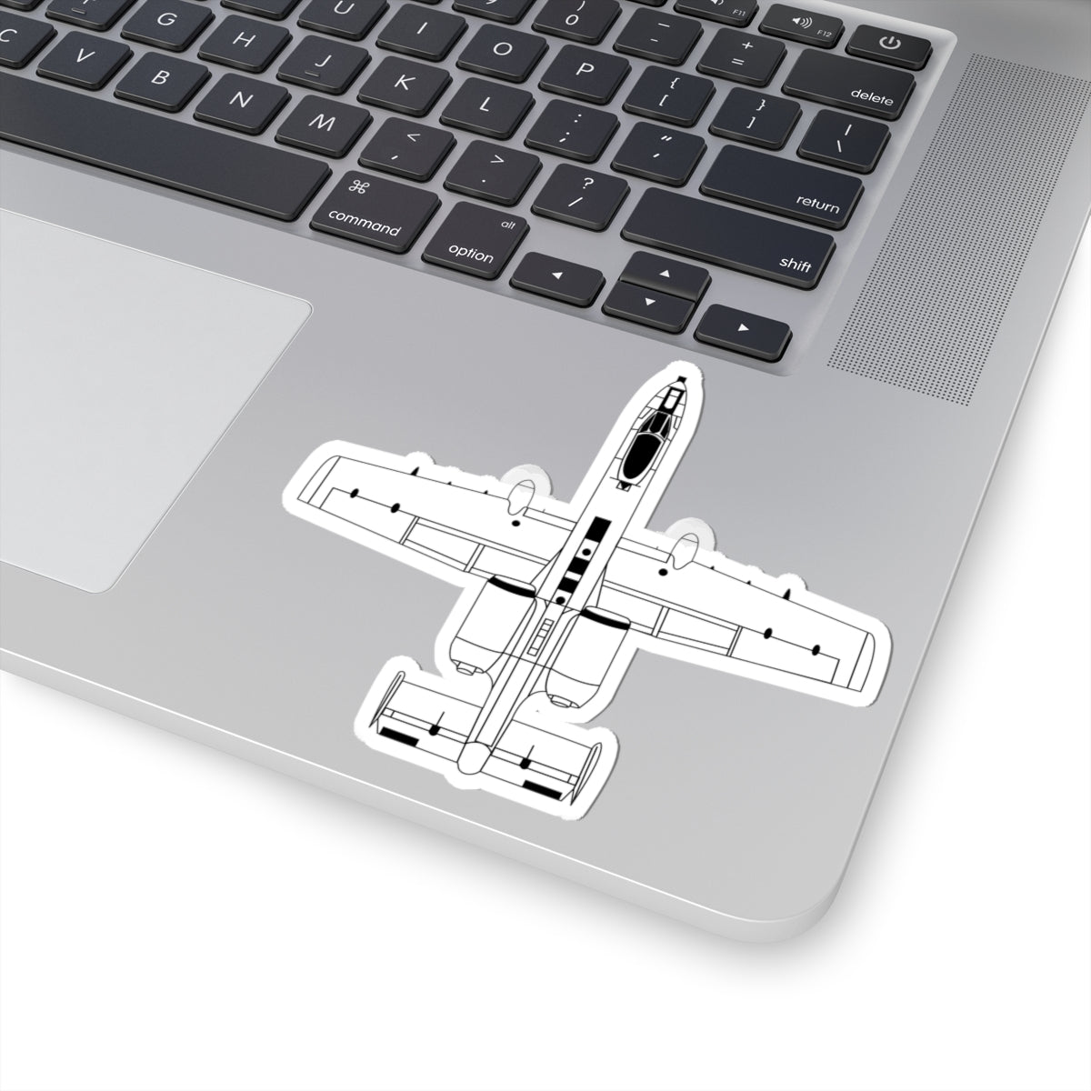 Kiss-Cut Stickers - Aircraft - Aircraft - USAF - A-10 Thunderbolt II - Top - BW X 300