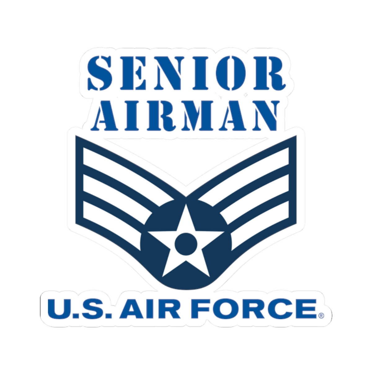 Kiss-Cut Stickers - USAF - Senior Airman (E4) - 2020 - US Air Force w Text X 300