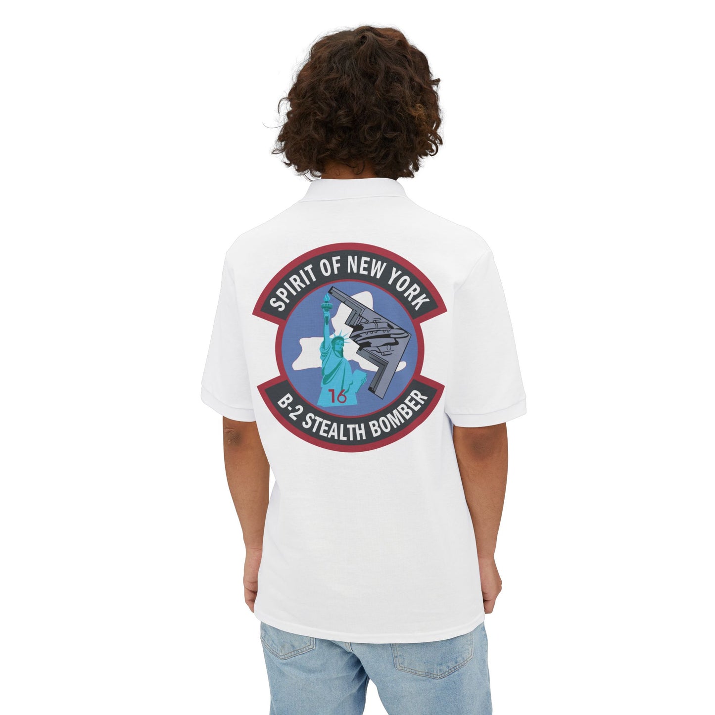 Men's Piqué Polo - USAF - B2 - Spirit of New York - Stealth Bomber wo txt X 300