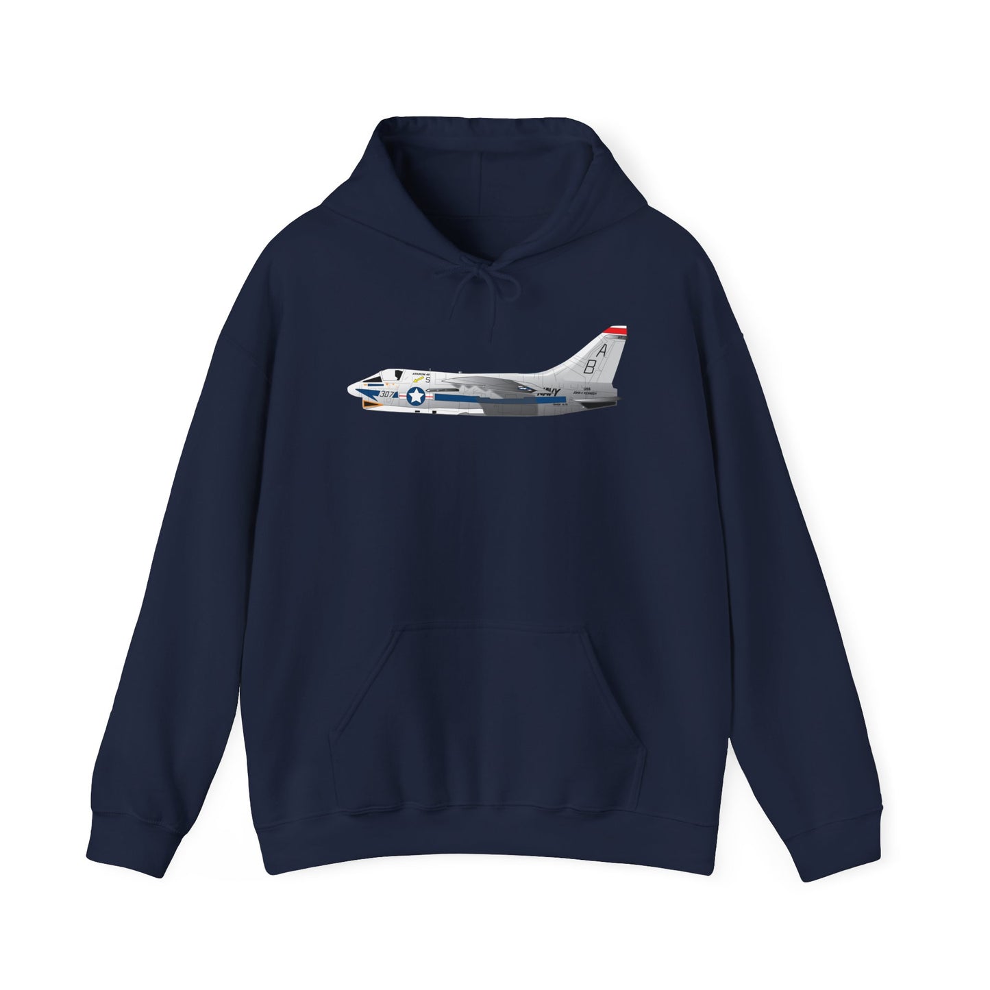 Unisex Heavy Blend Hooded Sweatshirt - Aircraft - Navy - A-7B Corsair II - Side X 300