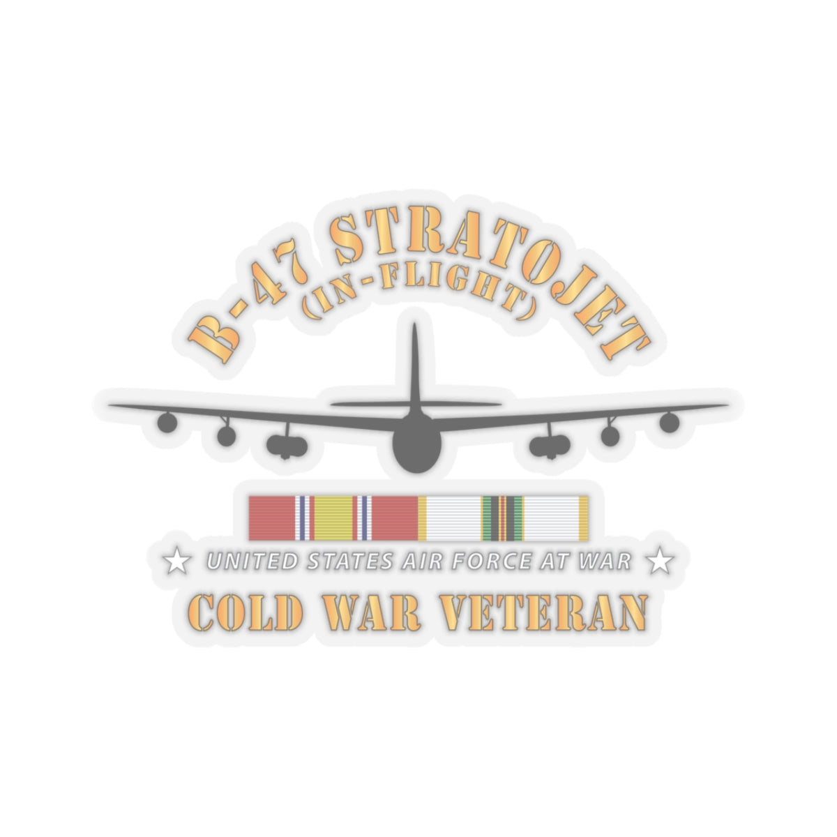 Kiss-Cut Stickers - USAF - B-47 Stratojet - In Flt - Silhouette - Cold War Veteran X 300