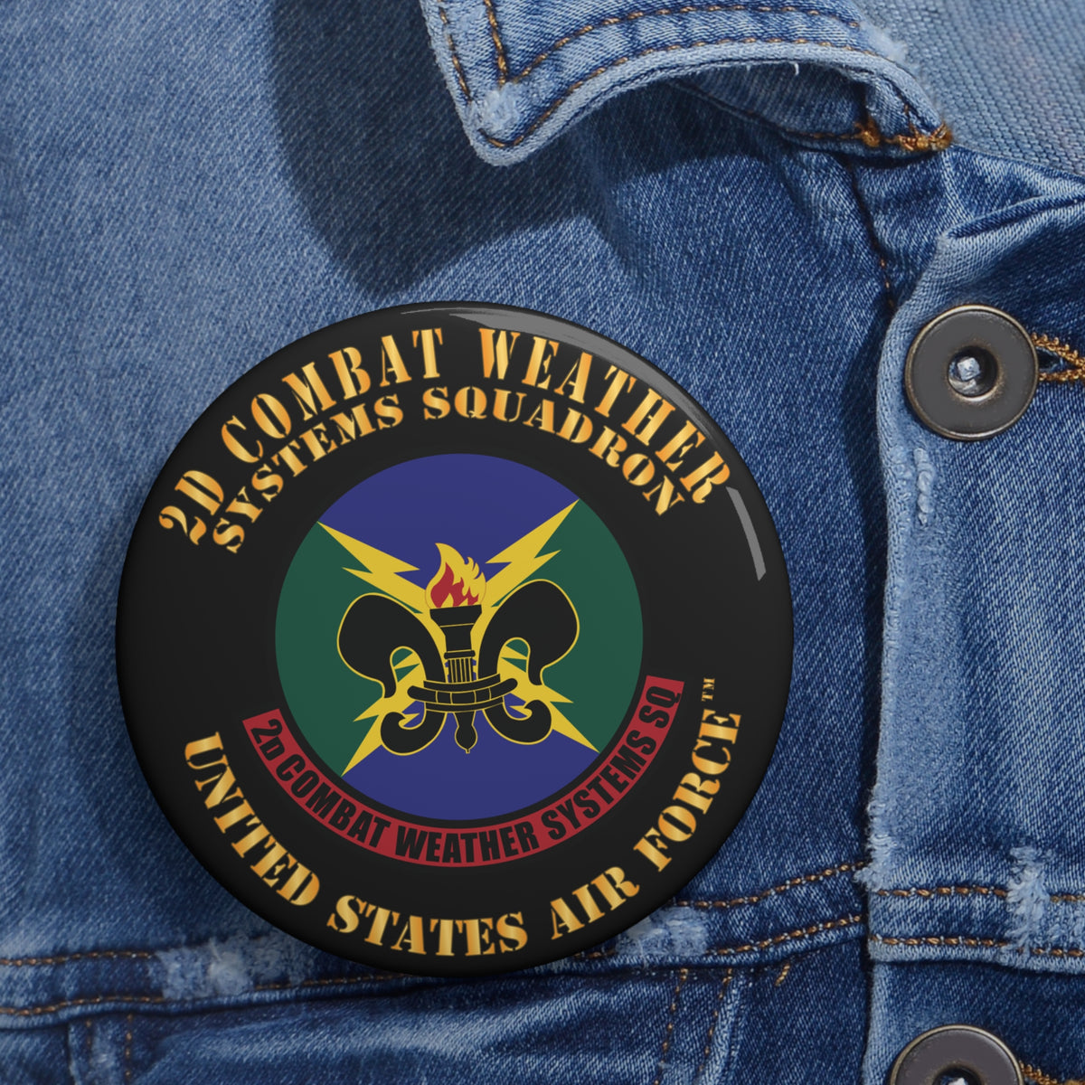 Custom Pin Button - USAF - 2d Combat Weather Systems Squadron X 300