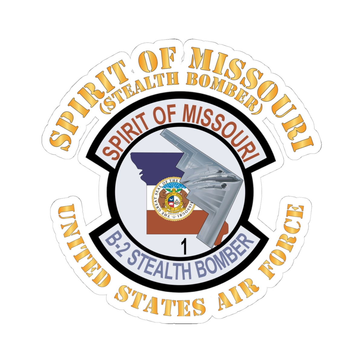 Kiss-Cut Stickers - USAF - B2 - Spirit of Missouri Stealth Bomber X 300