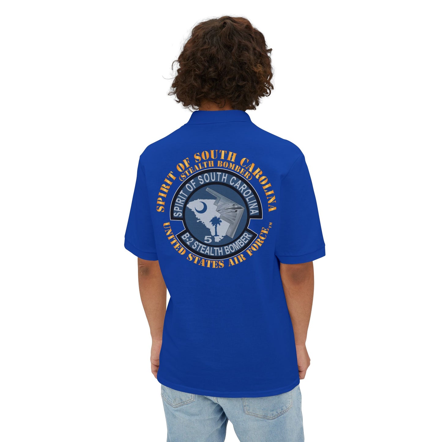Men's Piqué Polo - USAF - B2 - Spirit of South Carolina Stealth Bomber X 300