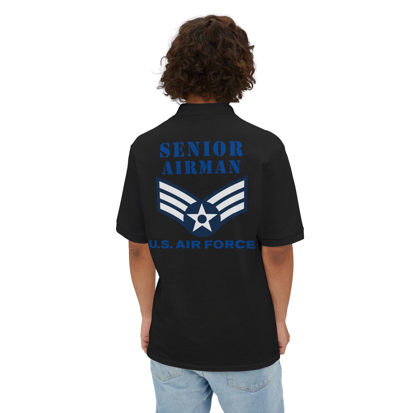 Men's Piqué Polo - USAF - Senior Airman (E4) - 2020 - US Air Force w Text X 300