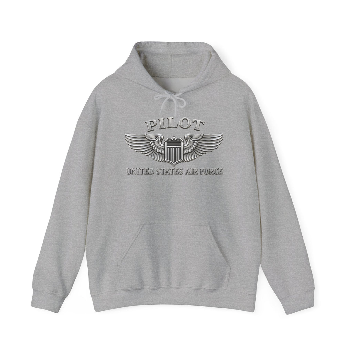 Unisex Heavy Blend Hooded Sweatshirt - USAF - Basic Pilot Badge - United States Air Force - 3D - Enhanced
