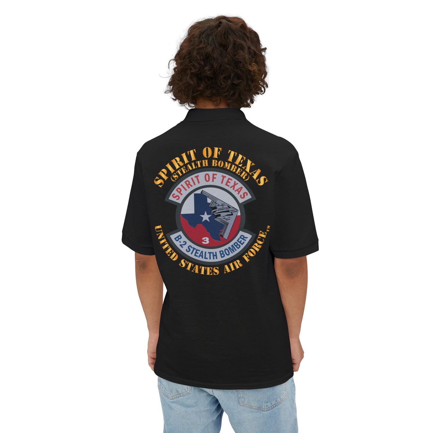 Men's Piqué Polo - USAF - B2 - Spirit of Texas - Stealth Bomber X 300