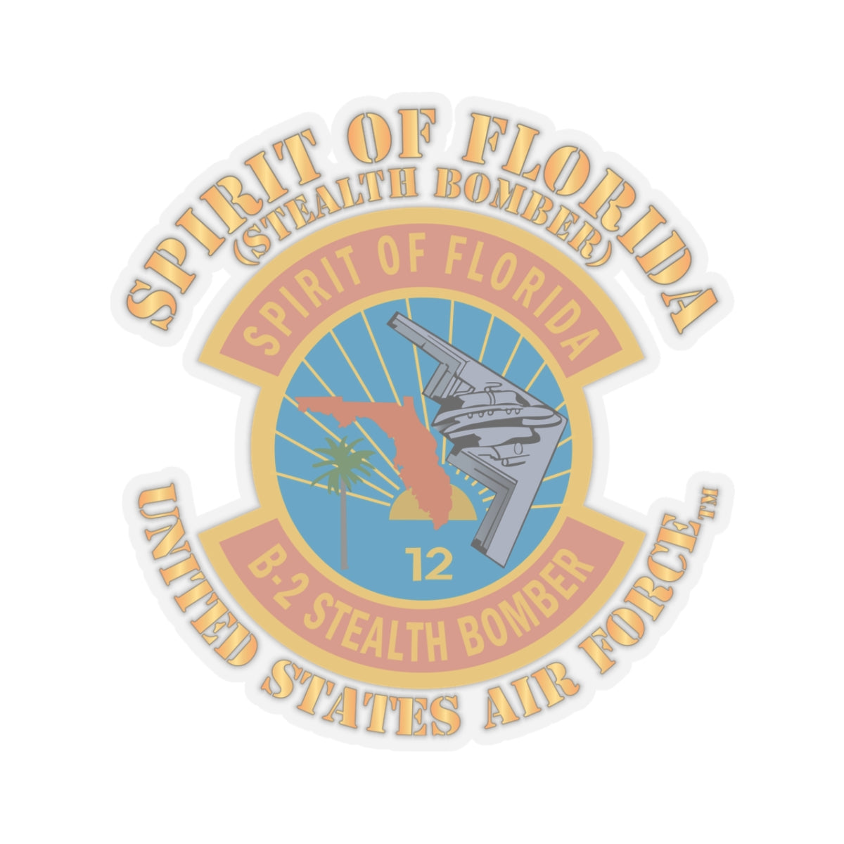 Kiss-Cut Stickers - USAF - B2 - Spirit of Florida - Stealth Bomber X 300