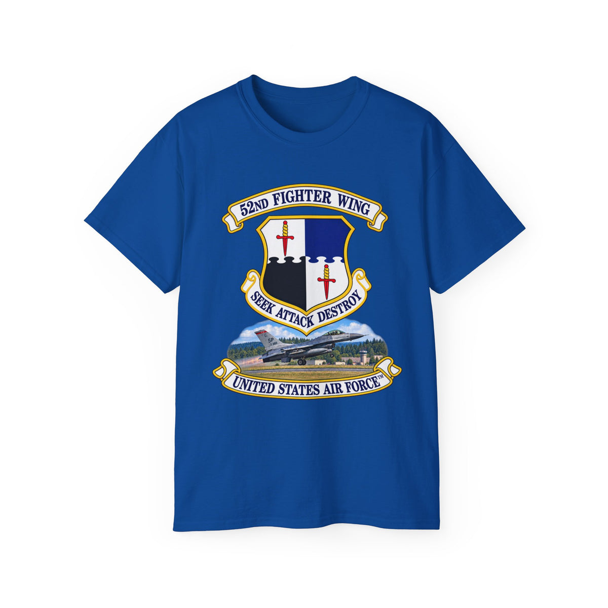 Unisex Ultra Cotton Tee - 52nd Fighter Wing - Shield - United States Air Force w scene and TM