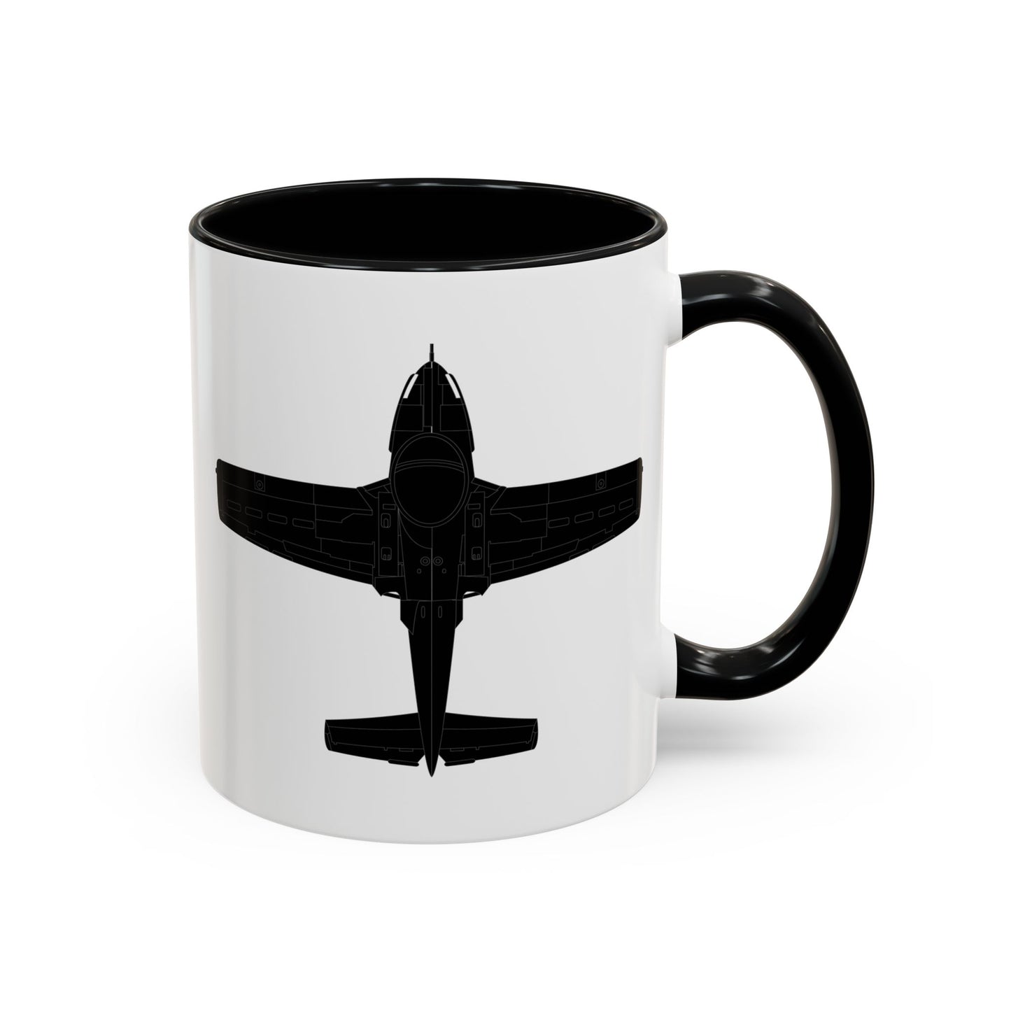 Accent Coffee Mug (11oz & 15oz) - Aircraft - T-37-Trainer - Top - Black - Metal X 300