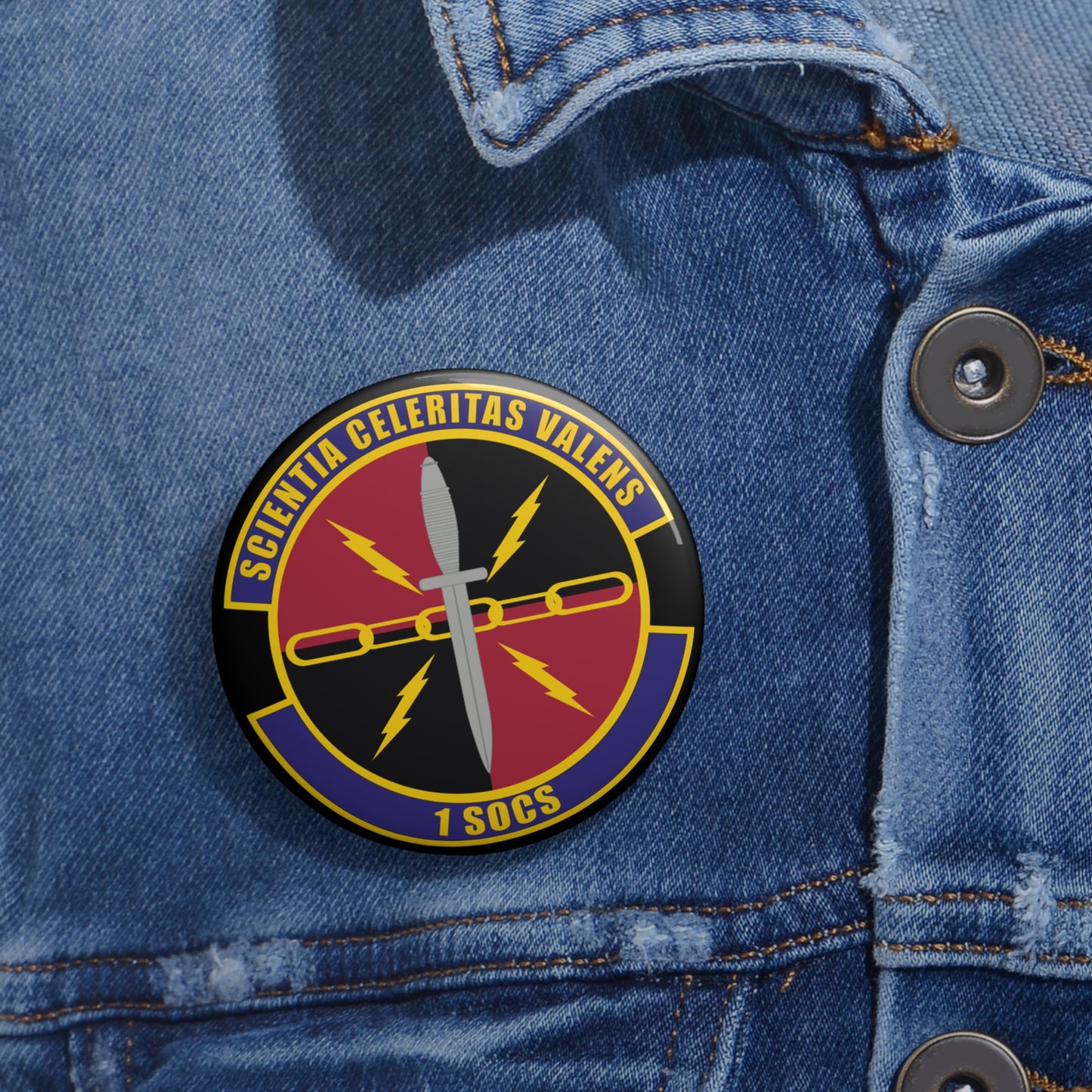 Custom Pin Button - USAF - 1st Special Operations Communication Squadron wo txt