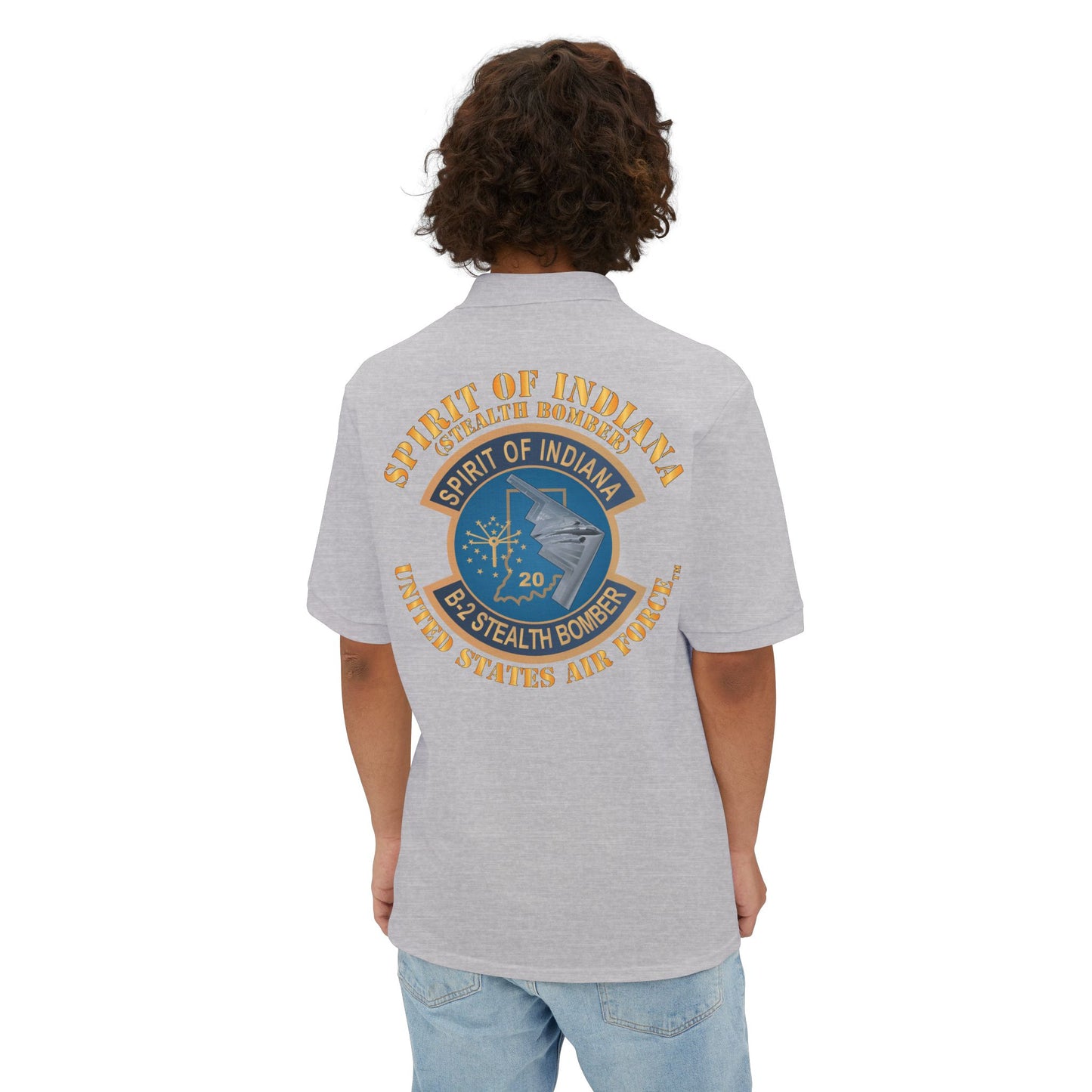 Men's Piqué Polo - USAF - B2 - Spirit of Indiana - Stealth Bomber X 300
