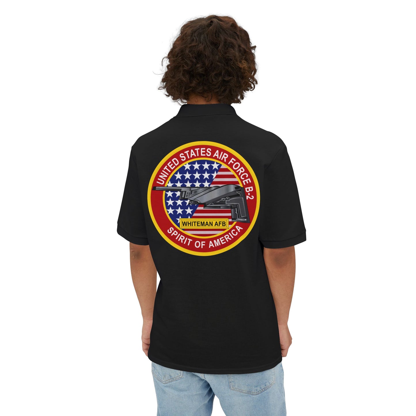 Men's Piqué Polo - USAF - B2 - Spirit - Stealth Bomber wo Txt
