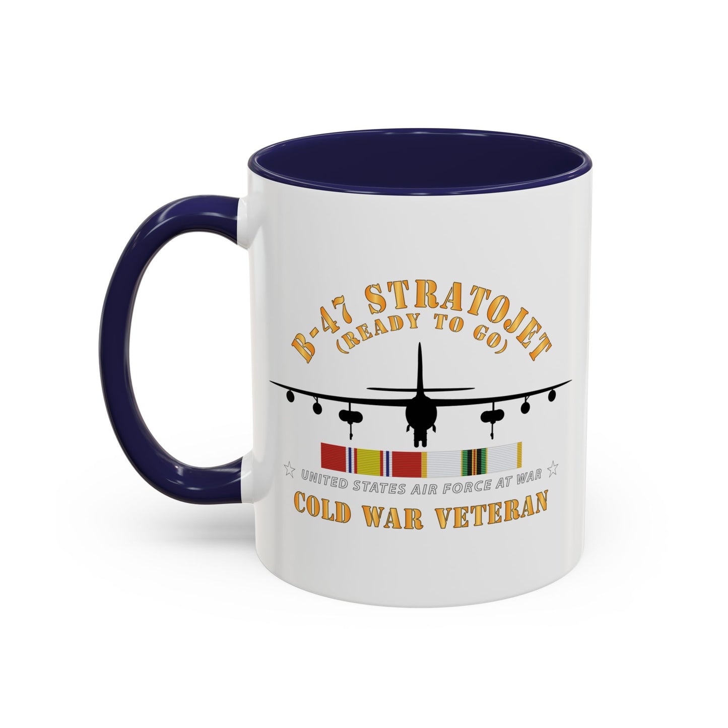 Accent Coffee Mug (11oz & 15oz) - USAF - B-47 Stratojet - Ready to Go - Silhouette - Cold War Veteran X 300