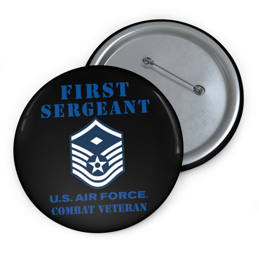 Custom Pin Button - USAF - First Sergeant (E7b) - 2020 - Combat Veteran