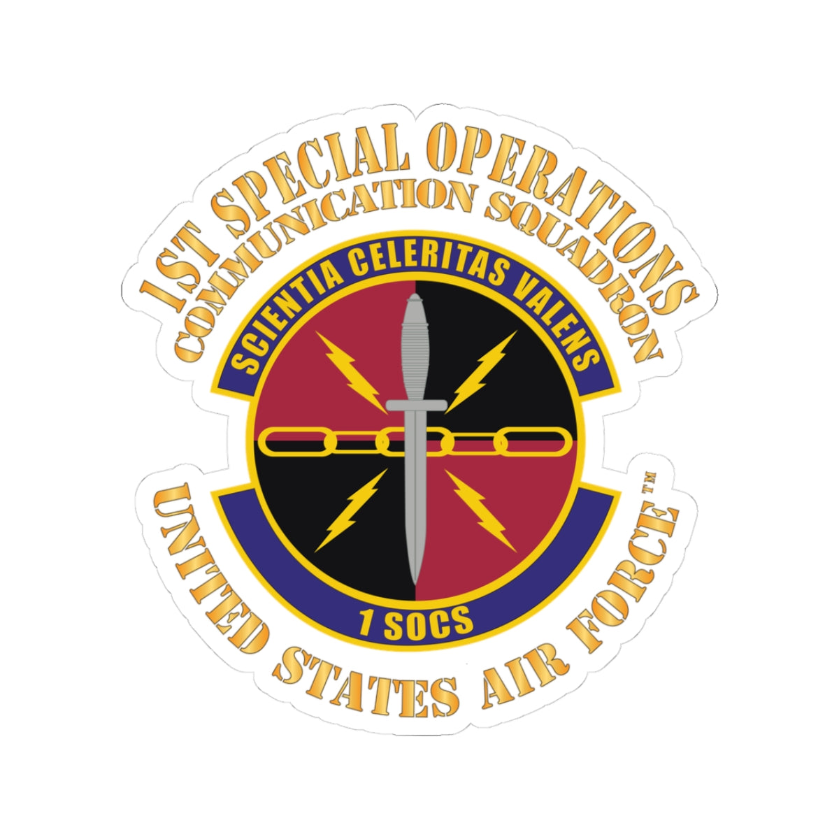 Kiss-Cut Stickers - USAF - 1st Special Operations Communication Squadron X 300