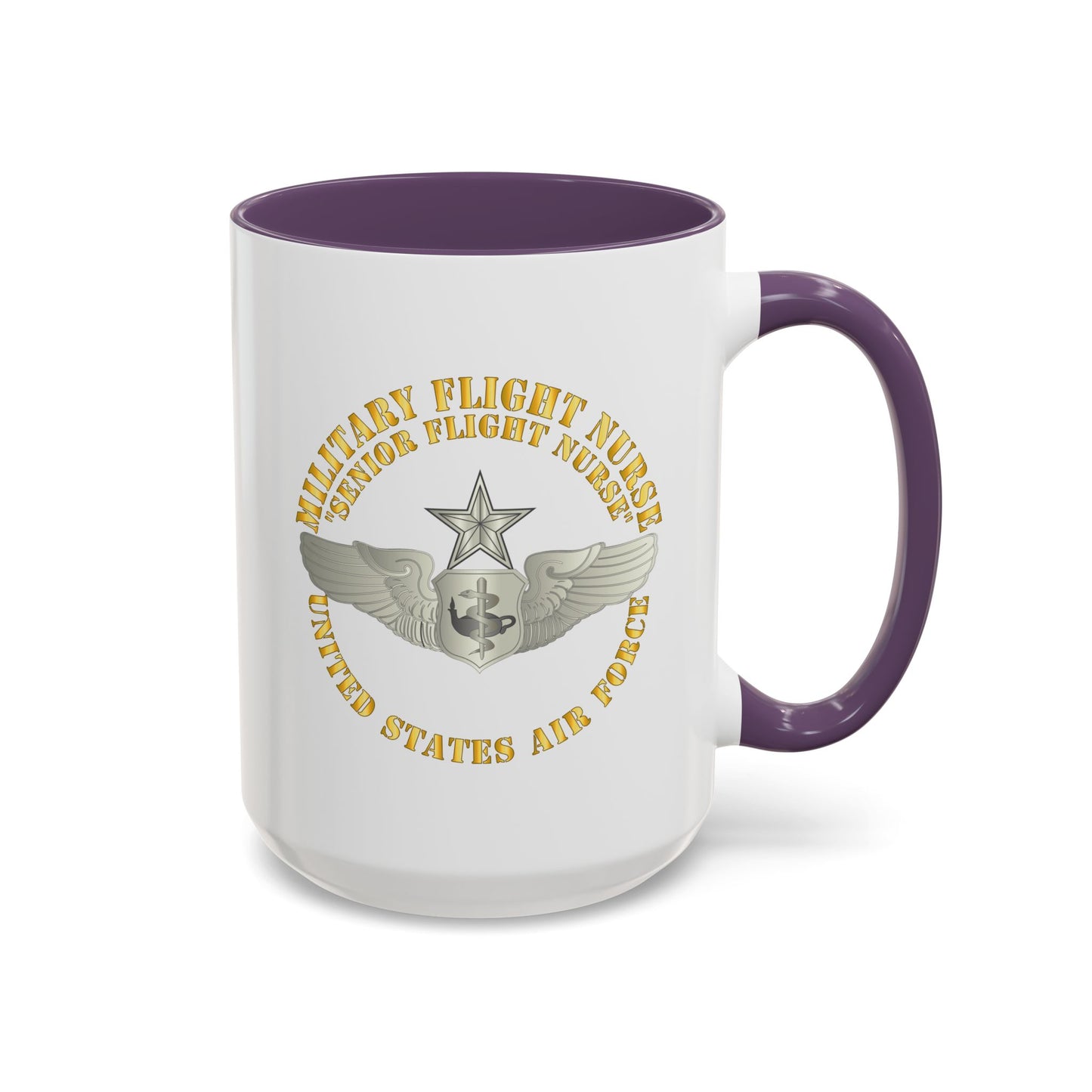 Accent Coffee Mug (11oz & 15oz) - USAF - Military Flight Nurse - Flight Nurse - Senior