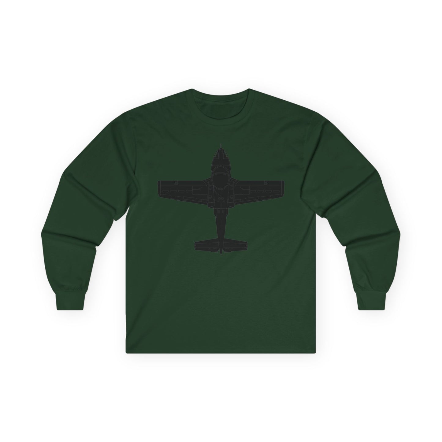 Unisex Ultra Cotton Long Sleeve Tee - Aircraft - T-37-Trainer - Top - Black - Metal X 300