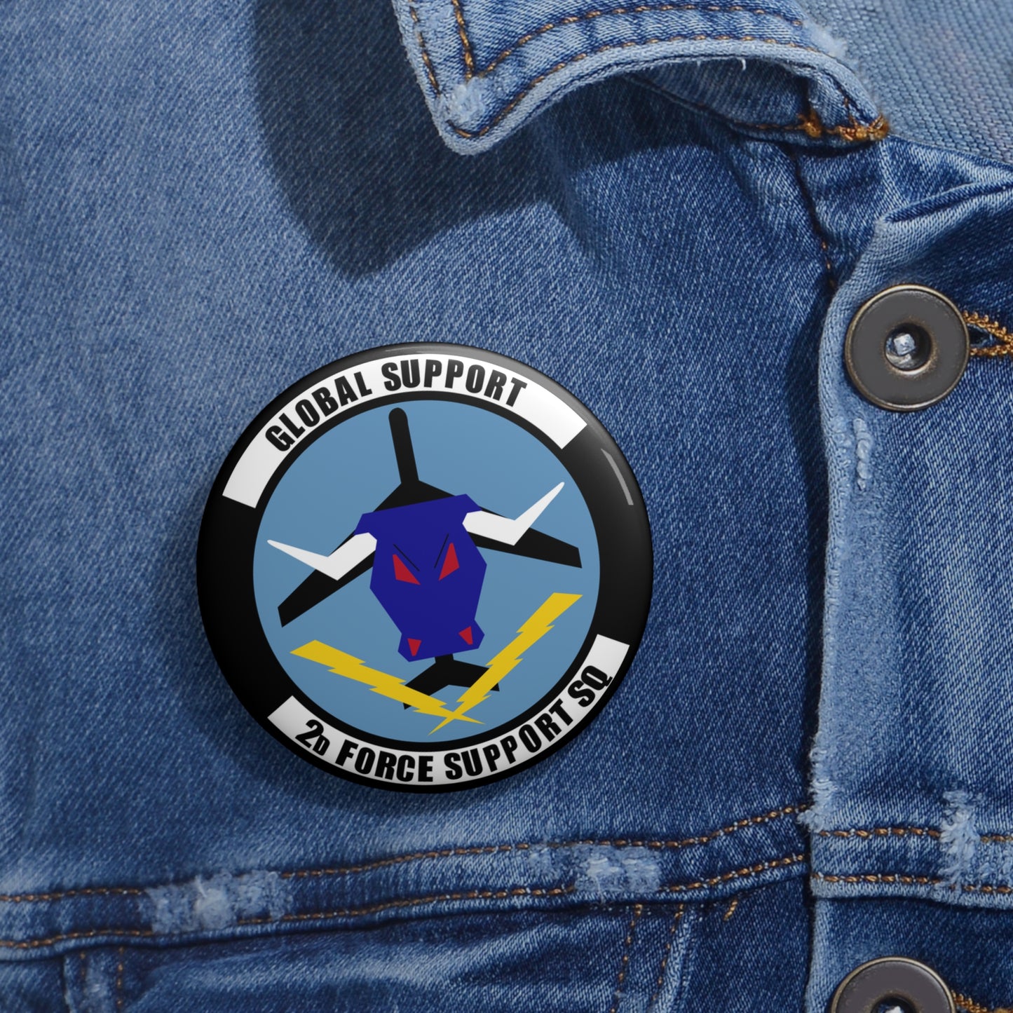 Custom Pin Button - USAF - 2d  Force Support Squadron wo txt