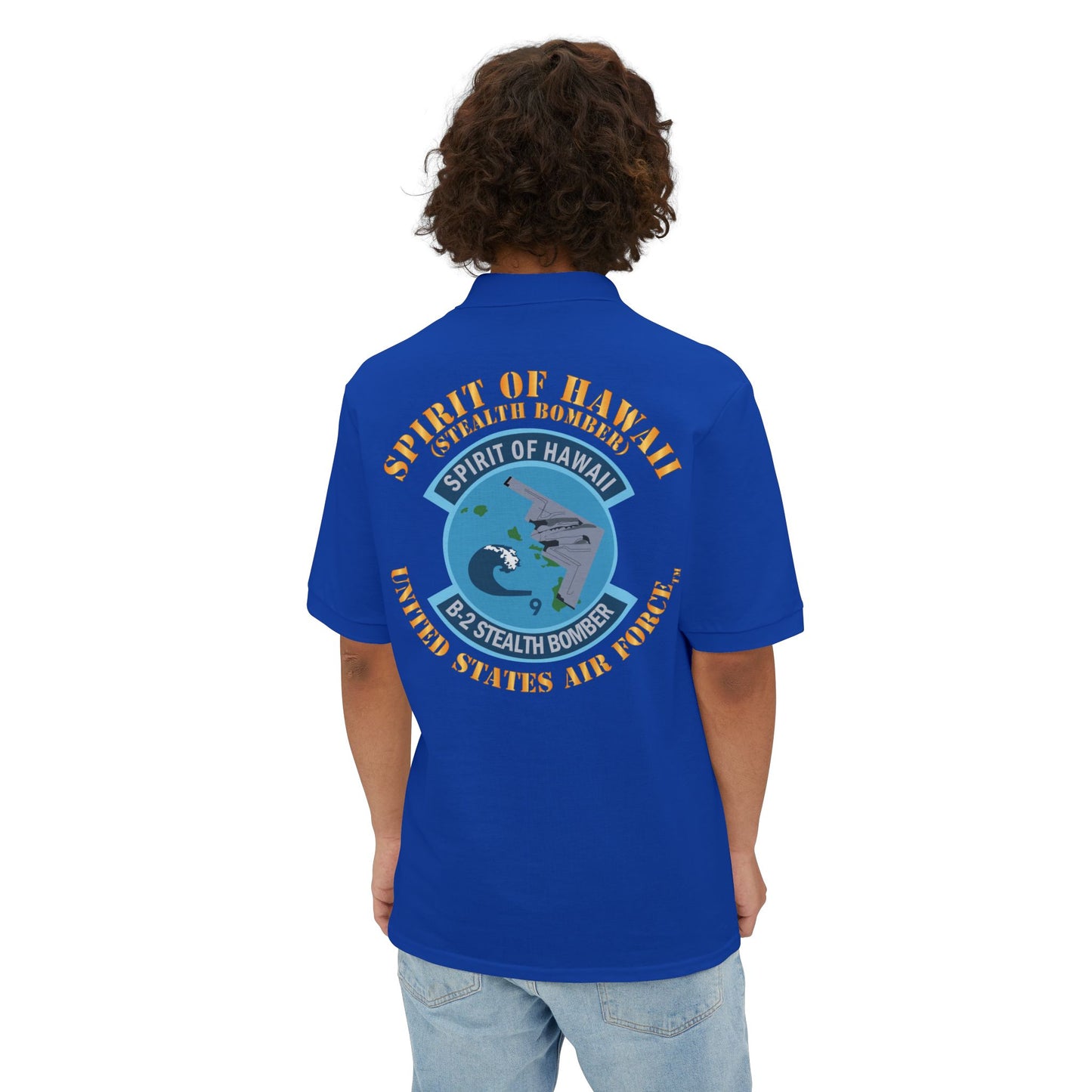 Men's Piqué Polo - USAF - B2 - Spirit of Hawaii - Stealth Bomber X 300