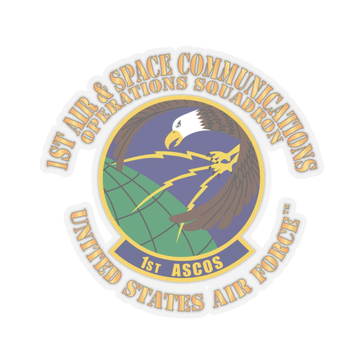 Kiss-Cut Stickers - USAF - 1st Air & Space Communications Operations Sq X 300