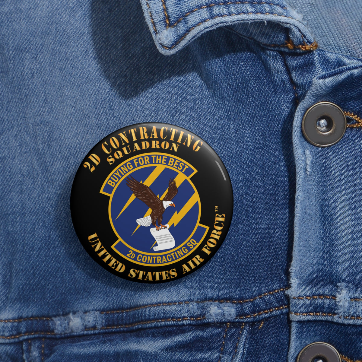 Custom Pin Button - USAF - 2d Contracting Squadron