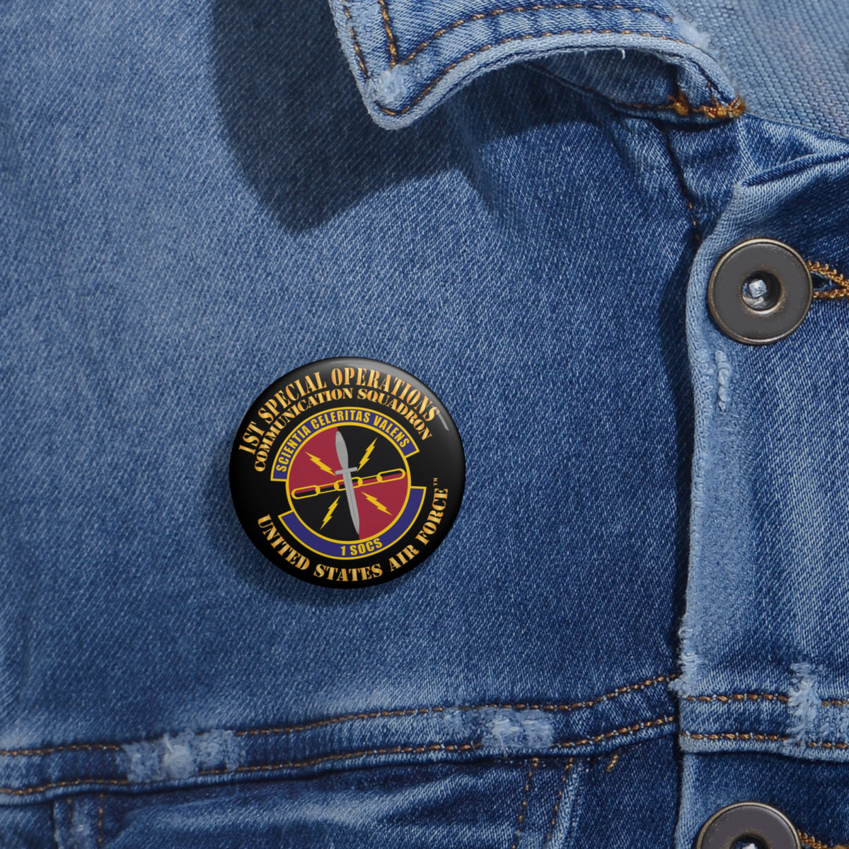 Custom Pin Button - USAF - 1st Special Operations Communication Squadron X 300
