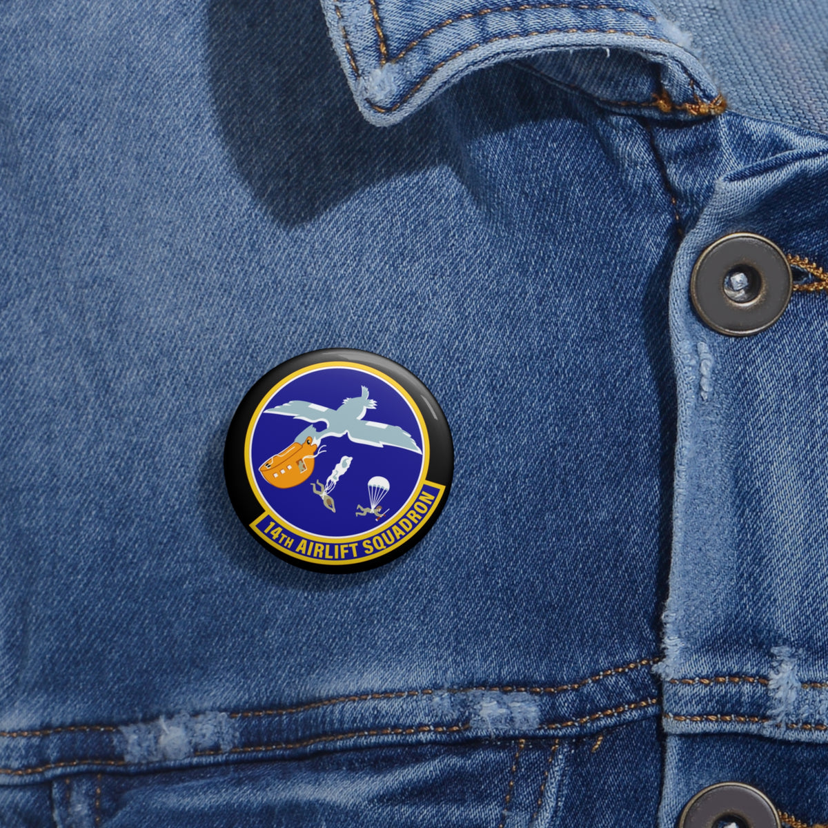 Custom Pin Button - USAF - 14th Airlift Squadron wo txt