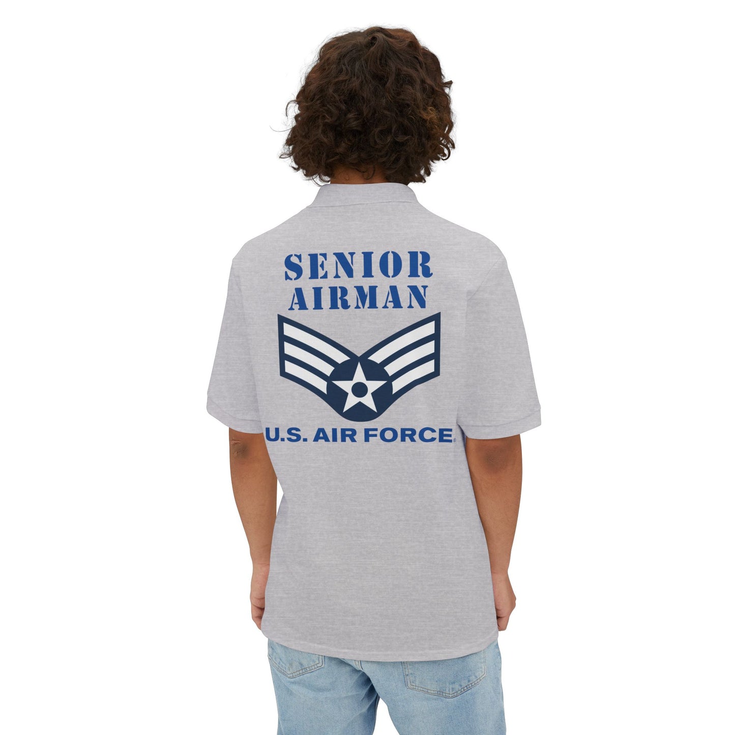 Men's Piqué Polo - USAF - Senior Airman (E4) - 2020 - US Air Force w Text X 300