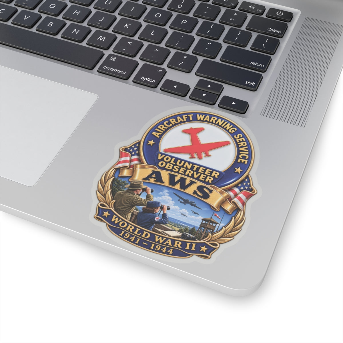 Kiss-Cut Stickers - Aircraft Warning Service (AWS) WWII - 3D - Enhanced