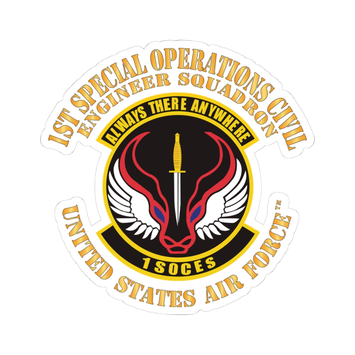 Kiss-Cut Stickers - USAF - 1st Special Operations Civil Engineer Sq X 300