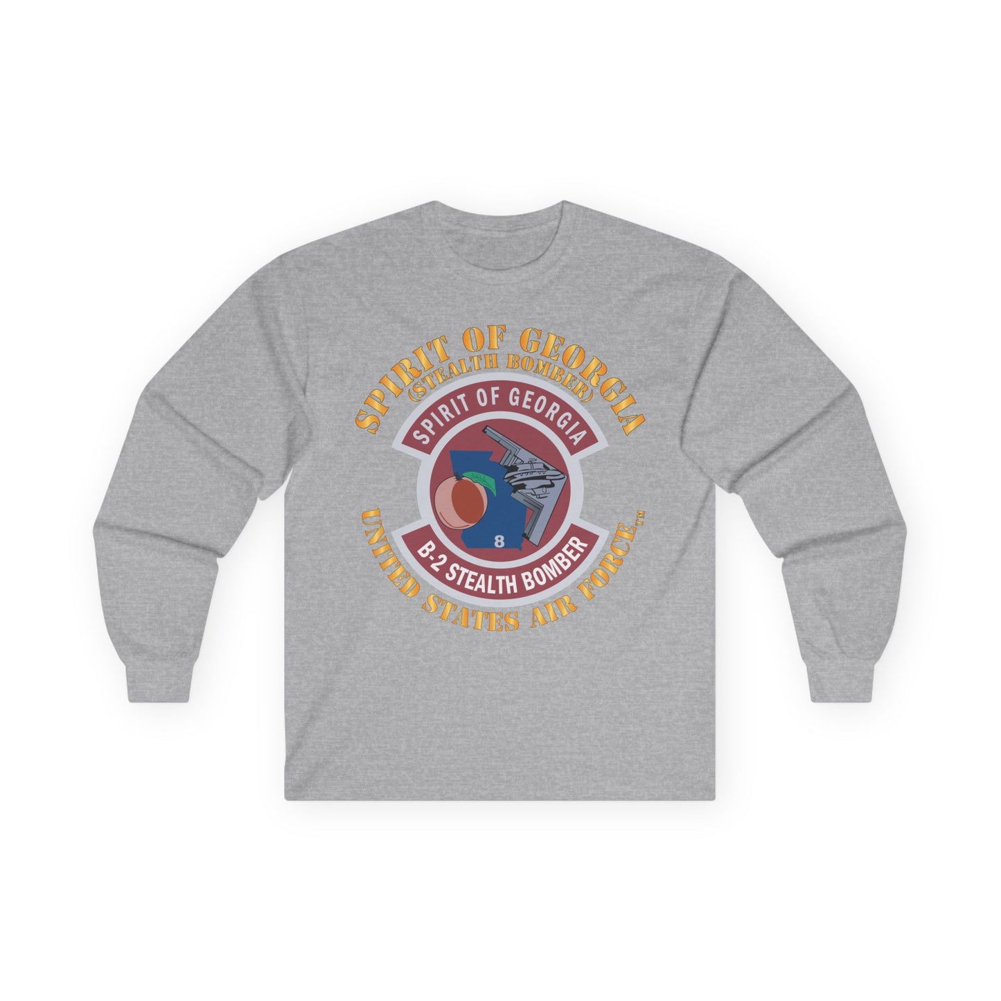 Unisex Ultra Cotton Long Sleeve Tee - USAF - B2 - Spirit of Georgia - Stealth Bomber X 300