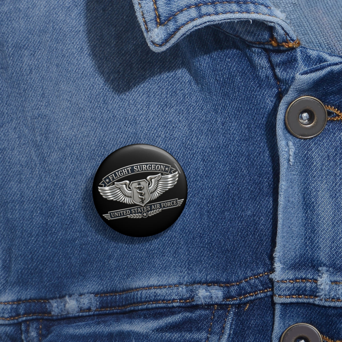 Custom Pin Button - USAF - Flight Surgeon Badge - United States Air Force - 3D - Enhanced