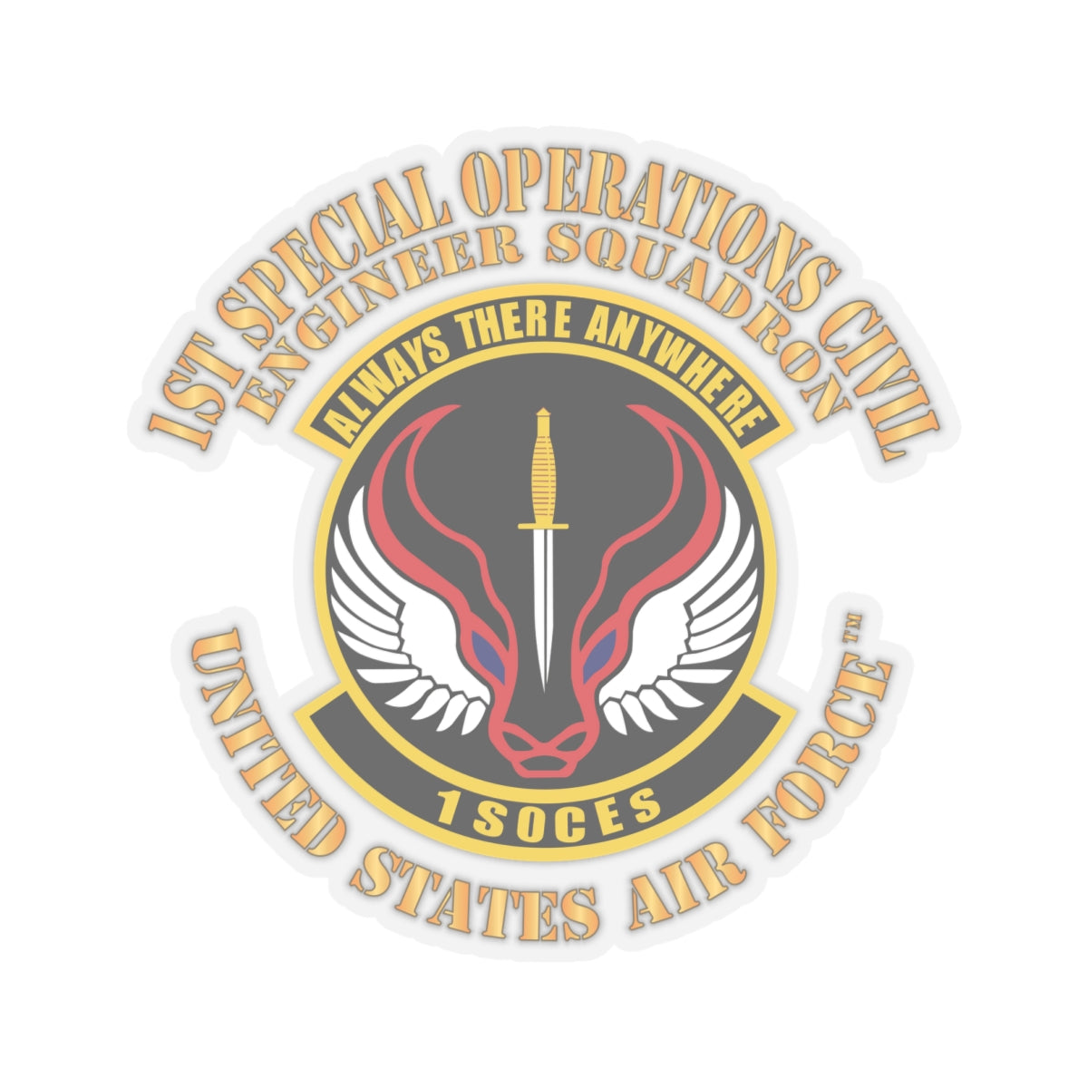 Kiss-Cut Stickers - USAF - 1st Special Operations Civil Engineer Sq X 300