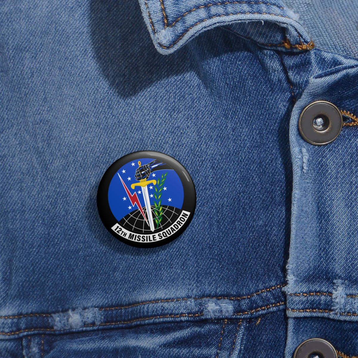 Custom Pin Button - USAF - 12th Missile Squadron wo txt