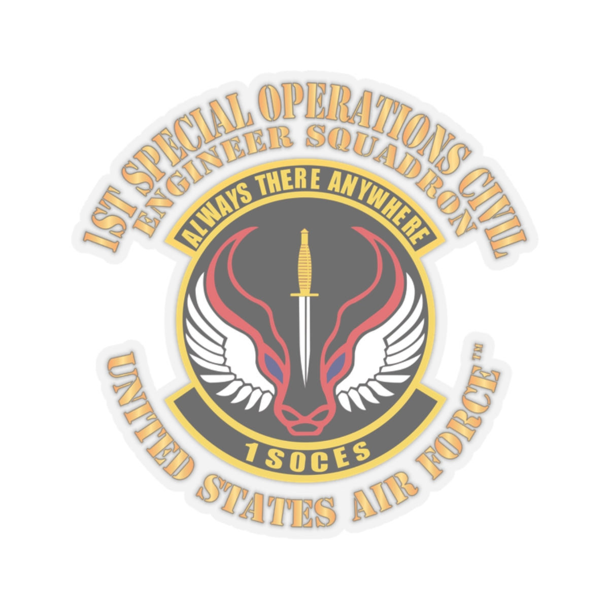 Kiss-Cut Stickers - USAF - 1st Special Operations Civil Engineer Sq X 300
