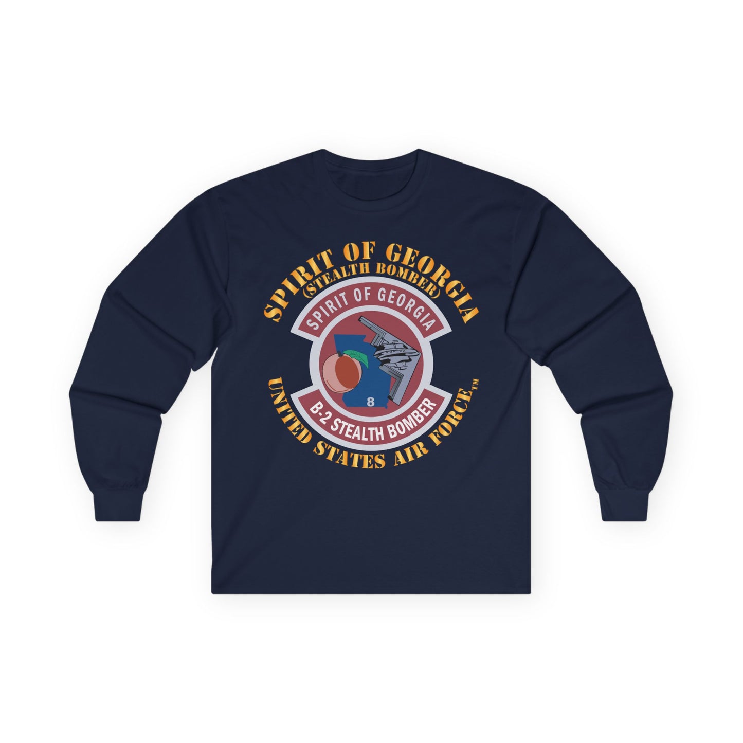 Unisex Ultra Cotton Long Sleeve Tee - USAF - B2 - Spirit of Georgia - Stealth Bomber X 300