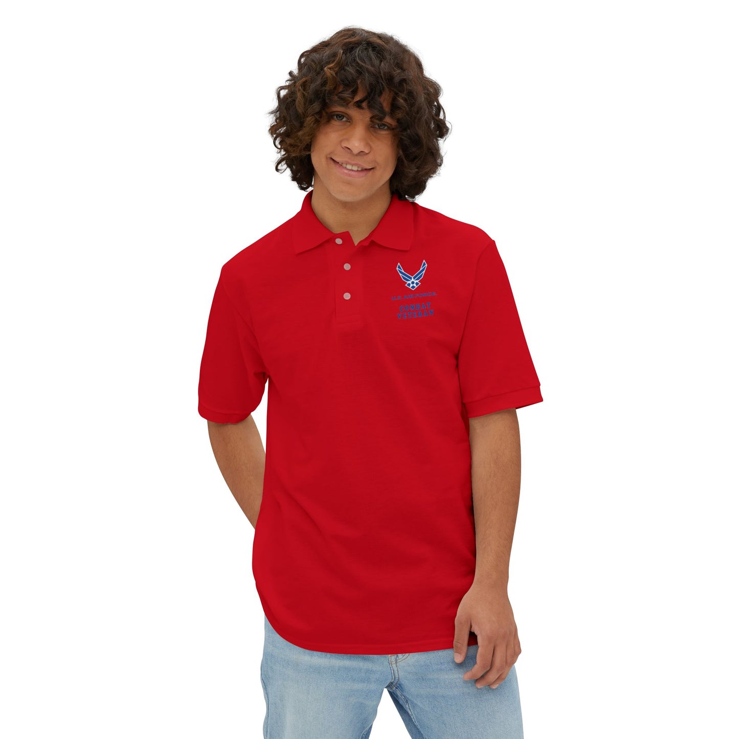 Men's Piqué Polo - USAF - Air Force - Combat Veteran X 300
