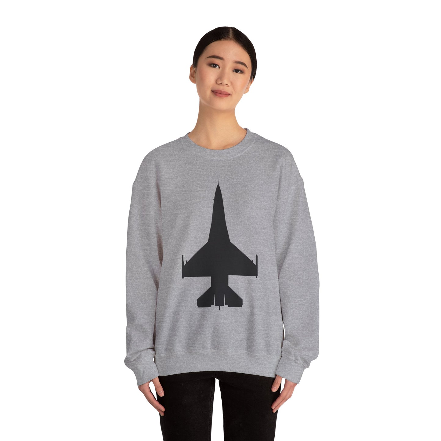 Crewneck Sweatshirt - Aircraft - F-16 -Top - Black wo Txt X 300
