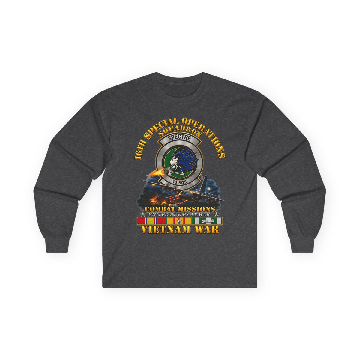 Unisex Ultra Cotton Long Sleeve Tee - SOF - 16th SOS - Combat Missions w VN SVC - 3D - Enhanced