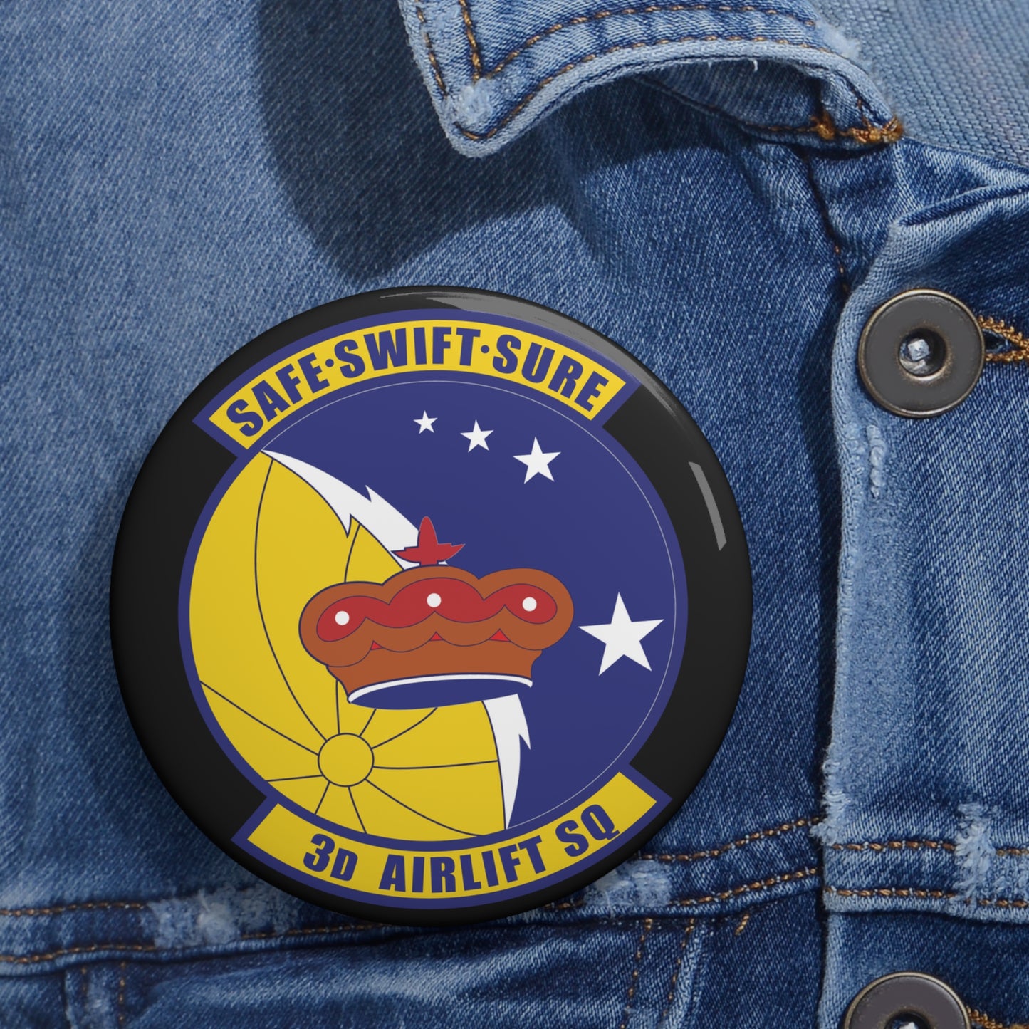 Custom Pin Button - USAF - 3rd Airlift Squadron wo txt